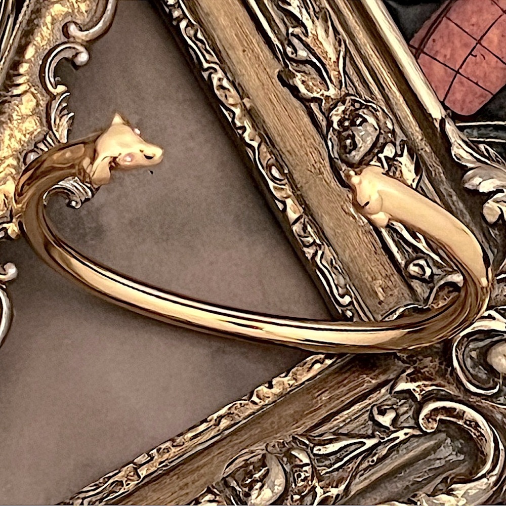 KATE SPADE • Hot Dog Dachshund Flex Cuff Gold Bracelet - Picture 6 of 6